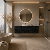 Bathroom Vanity with Hand-Carved Wave Drawers in Natural Solid Wood - Arboriswood - 8