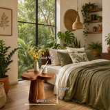 Minimalist side table with petal shaped top and elegant pedestal profile for bedrooms