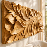 Decorative wall panel in solid wood with floral texture for airy contemporary rooms
