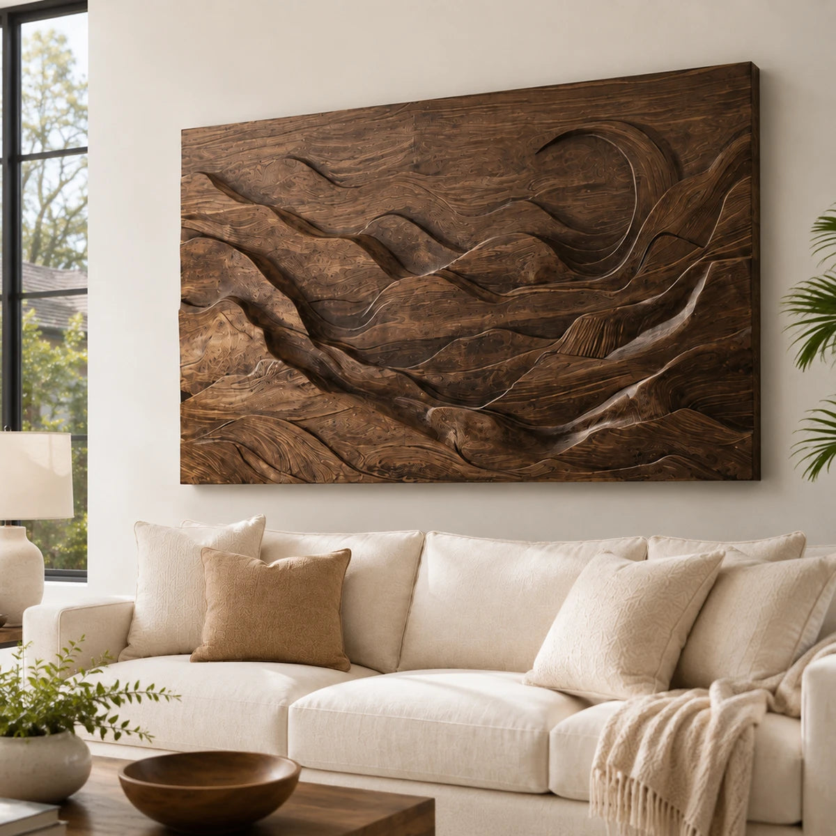 Layered carved scenery gives this wall art a refined sense of depth in modern spaces