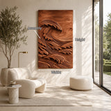 Contemporary wall sculpture with flowing ocean relief creates movement across the room