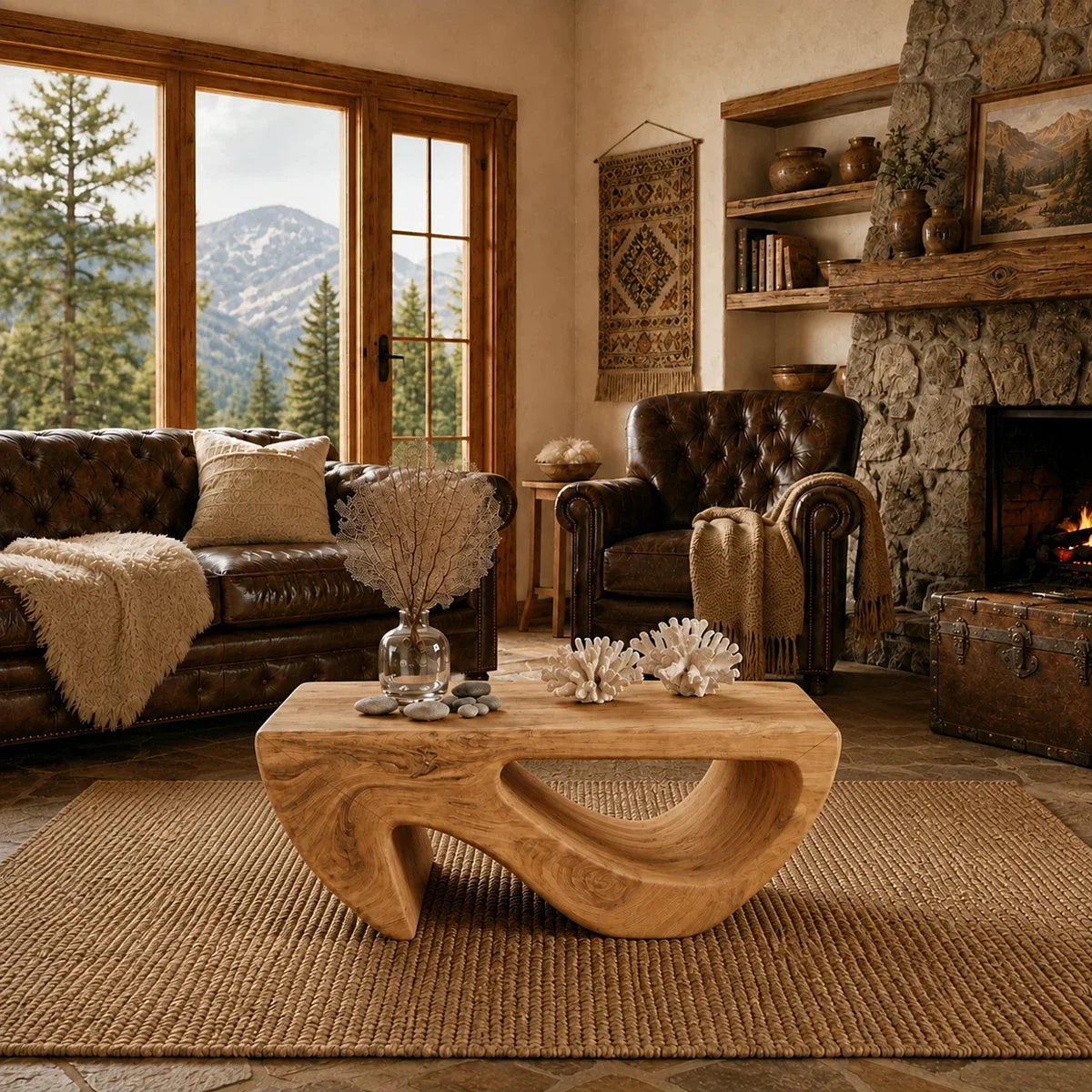 Generous tabletop space makes this coffee table practical for decor and everyday serving
