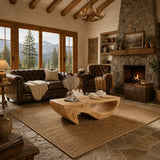 Featuring sculpted cutouts, the coffee table adds bold character beside leather seating