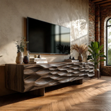 Carved Texture Natural Solid Wood TV Stand with Hidden Storage and Wide Form - Arboriswood - 8