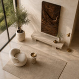 Ocean inspired wall art with sculpted relief creates visual rhythm in a calm interior