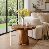 Minimalist side table with petal shaped top and elegant pedestal profile for interiors