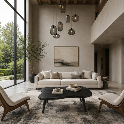Statement coffee table with asymmetrical edges and handcrafted solid wood for modern homes