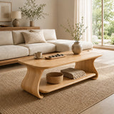 Coffee Table with Curved Sculptural Base in Natural Solid Wood - Arboriswood - 10