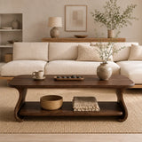 Coffee Table with Curved Sculptural Base in Natural Solid Wood - Arboriswood - 2