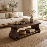 Coffee Table with Curved Sculptural Base in Natural Solid Wood - Arboriswood - 7