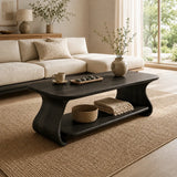 Coffee Table with Curved Sculptural Base in Natural Solid Wood - Arboriswood - 8