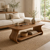 Coffee Table with Curved Sculptural Base in Natural Solid Wood - Arboriswood - 9