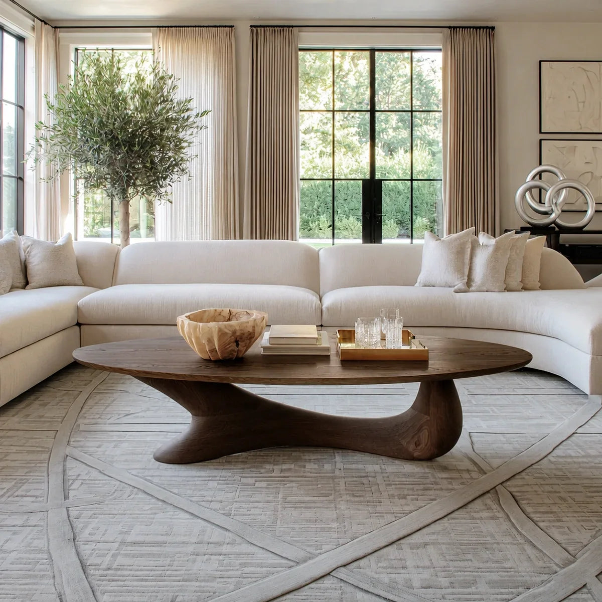 Coffee Table with Flowing Sculptural Pedestal in Natural Solid Wood - Arboriswood - 10