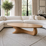 Coffee Table with Flowing Sculptural Pedestal in Natural Solid Wood - Arboriswood - 2