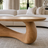 Coffee Table with Flowing Sculptural Pedestal in Natural Solid Wood - Arboriswood - 3