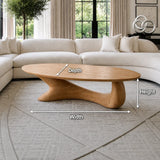 Coffee Table with Flowing Sculptural Pedestal in Natural Solid Wood - Arboriswood - 6