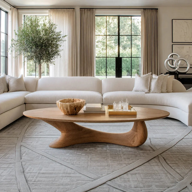 Coffee Table with Flowing Sculptural Pedestal in Natural Solid Wood - Arboriswood - 7