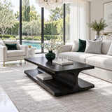 Coffee Table with Rectangular Slab Top on Flowing C-Curve Open-Shelf Base - Arboriswood - 10