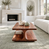 Coffee Table with Rectangular Slab Top on Flowing C-Curve Open-Shelf Base - Arboriswood - 6