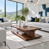 Coffee Table with Rectangular Slab Top on Flowing C-Curve Open-Shelf Base - Arboriswood - 8