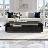 Coffee Table with Storage, Rounded Tube-Loop Body, Shelf and Twin Drawers - Arboriswood - 11