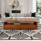 Coffee Table with Storage, Rounded Tube-Loop Body, Shelf and Twin Drawers - Arboriswood - 14