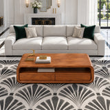 Coffee Table with Storage, Rounded Tube-Loop Body, Shelf and Twin Drawers - Arboriswood - 5