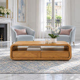 Coffee Table with Storage, Rounded Tube-Loop Body, Shelf and Twin Drawers - Arboriswood - 9