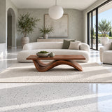 Coffee Table with Thick Flat Slab Top on Single Continuous S-Wave Base - Arboriswood - 3