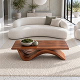 Coffee Table with Thick Flat Slab Top on Single Continuous S-Wave Base - Arboriswood - 5