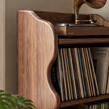 Compact Natural Solid Wood Audio Storage Cabinet With Wavy Side Panels - Arboriswood - 4
