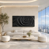 Flowing circular relief turns this wall sculpture into an expressive statement indoors