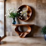 Console Table Natural Solid Wood Sculptural Spiral Loop Base - Arboriswood - 12