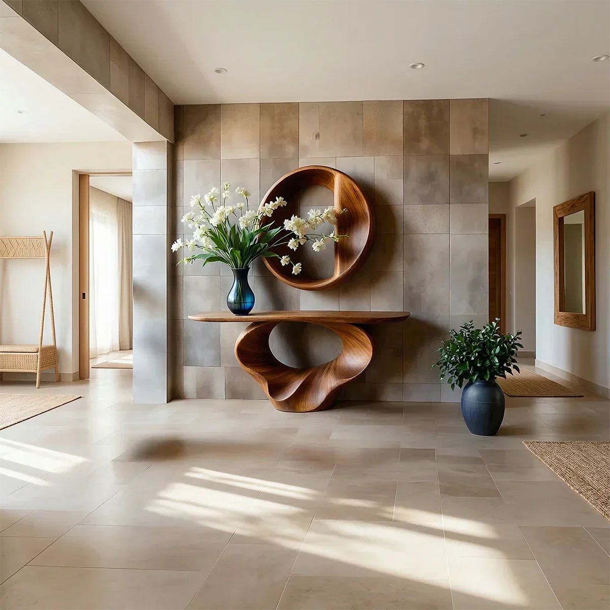 Console Table Natural Solid Wood Sculptural Spiral Loop Base - Arboriswood - 3