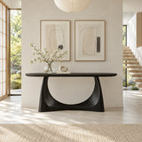 Console Table with Crescent Cut-Out Pedestal Base and Rounded Oval Top - Arboriswood - 10