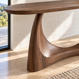 Console Table with Crescent Cut-Out Pedestal Base and Rounded Oval Top - Arboriswood - 4