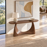 Console Table with Crescent Cut-Out Pedestal Base and Rounded Oval Top - Arboriswood - 5