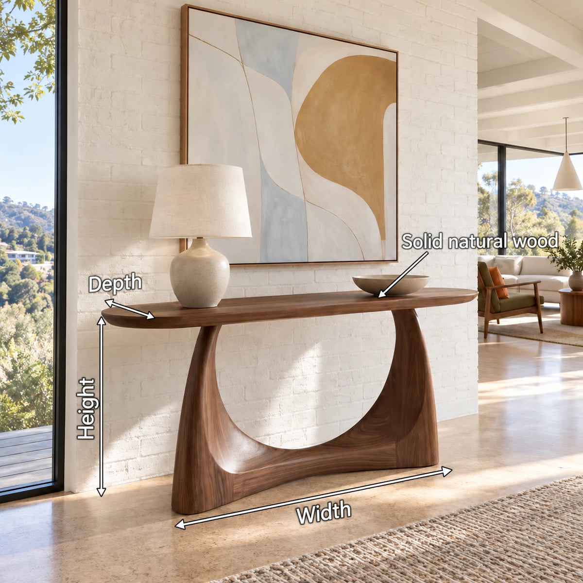 Console Table with Crescent Cut-Out Pedestal Base and Rounded Oval Top - Arboriswood - 7