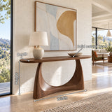 Console Table with Crescent Cut-Out Pedestal Base and Rounded Oval Top - Arboriswood - 7