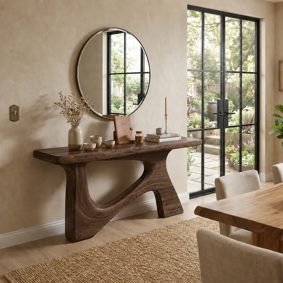 Console Table with Sculptural Curved Legs in Natural Solid Wood - Arboriswood - 10