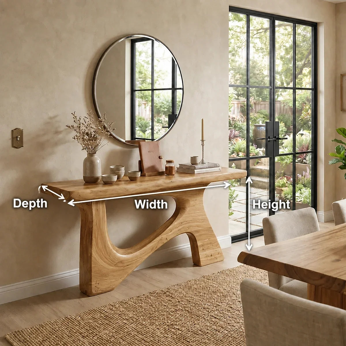 Console Table with Sculptural Curved Legs in Natural Solid Wood - Arboriswood - 5