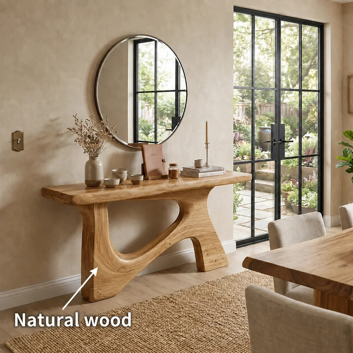 Console Table with Sculptural Curved Legs in Natural Solid Wood - Arboriswood - 6