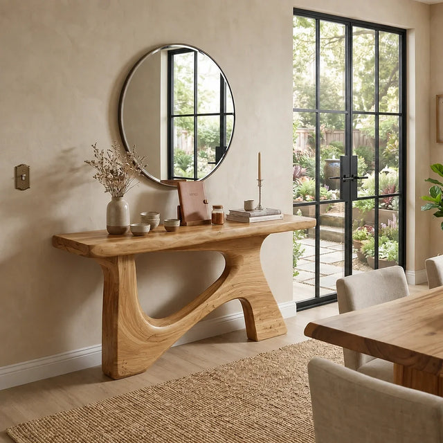 Console Table with Sculptural Curved Legs in Natural Solid Wood - Arboriswood - 7
