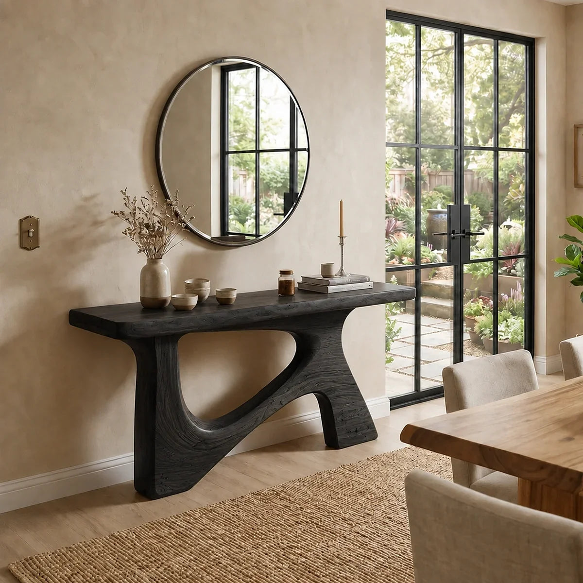 Console Table with Sculptural Curved Legs in Natural Solid Wood - Arboriswood - 8