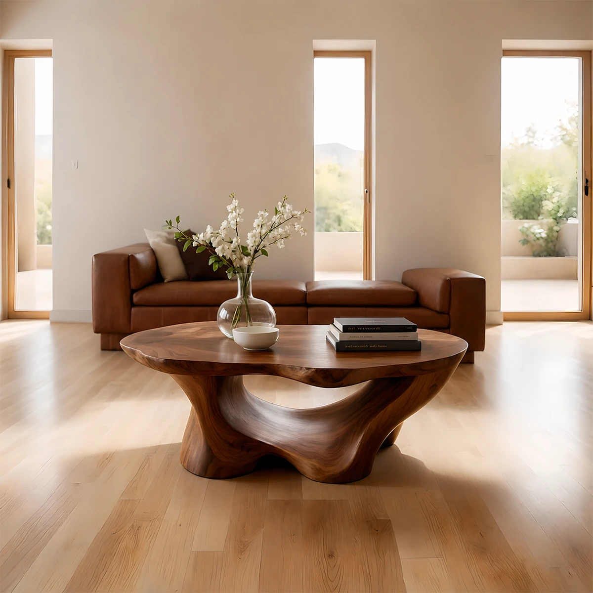 Luxury Solid Wood Sculptural Coffee Table – Organic Living Room Table
