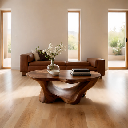 Luxury Solid Wood Sculptural Coffee Table – Organic Living Room Table