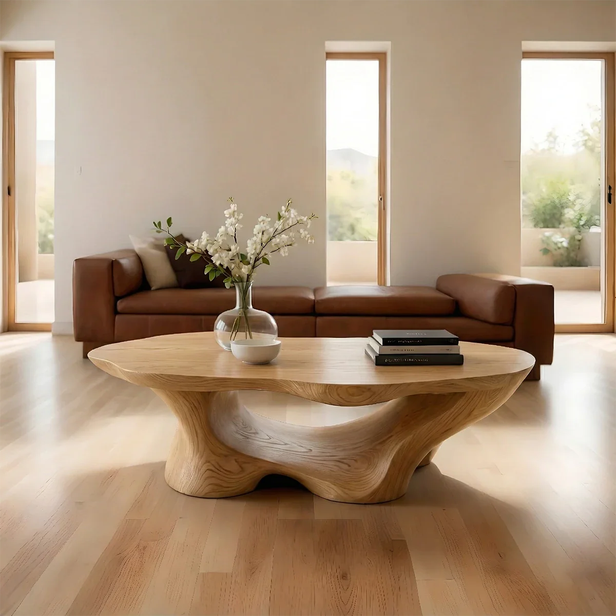 Oak coffee table with refined edge and simple form