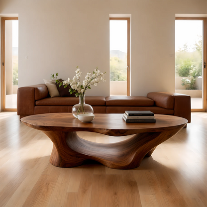 Luxury Solid Wood Sculptural Coffee Table – Organic Living Room Table