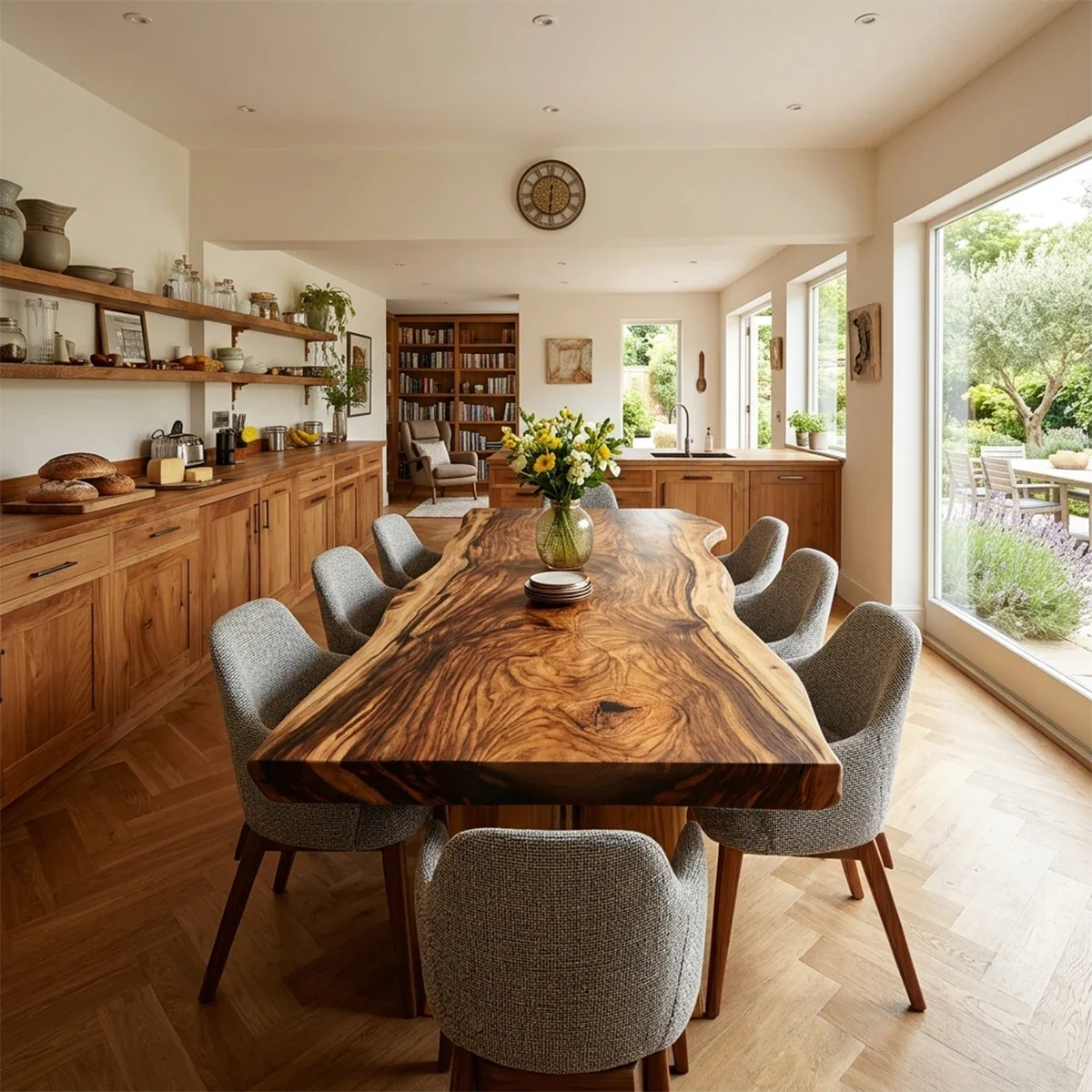 Contemporary Dining Table in Solid Wood with Freeform Edge Slab Top - ArborisWood - 2
