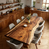 Contemporary Dining Table in Solid Wood with Freeform Edge Slab Top - Arboriswood - 4